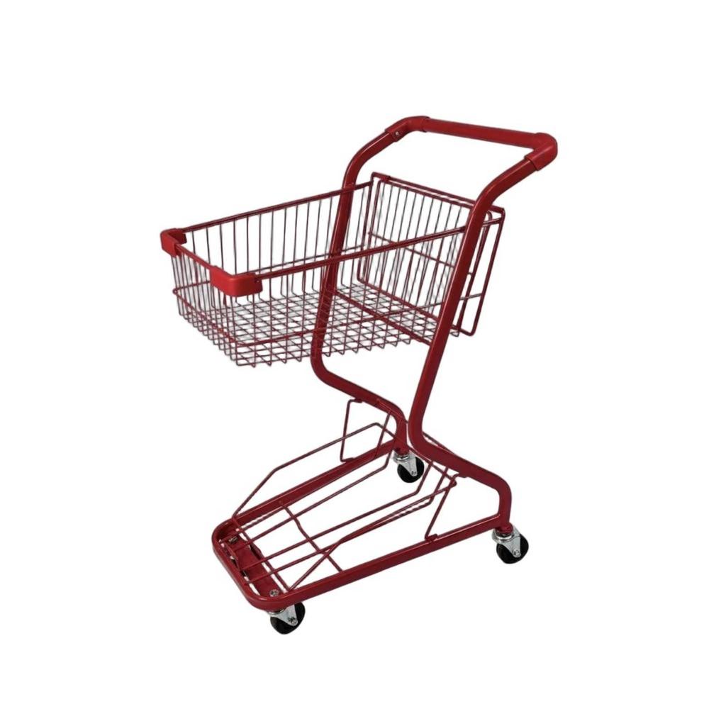 TwoTier Shopping Cart PU Wheels Metal Trolley Heavy Duty Convenience Store for