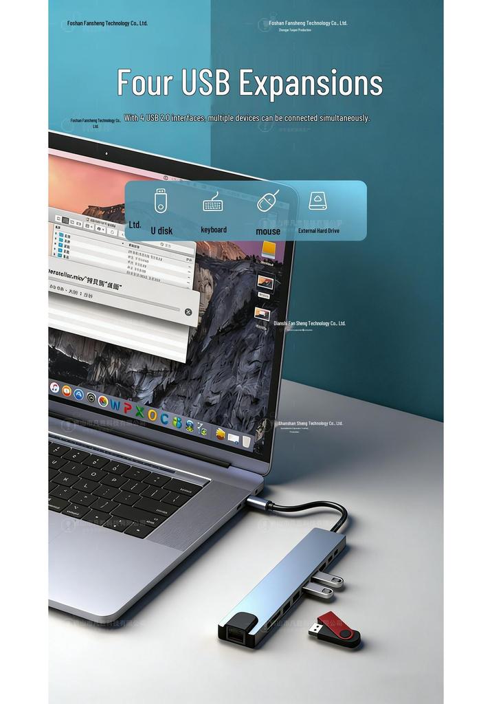 Type-C USB Hub: Docking Station with HDMI Screen Mirroring for Laptops, Tablets, and Phones