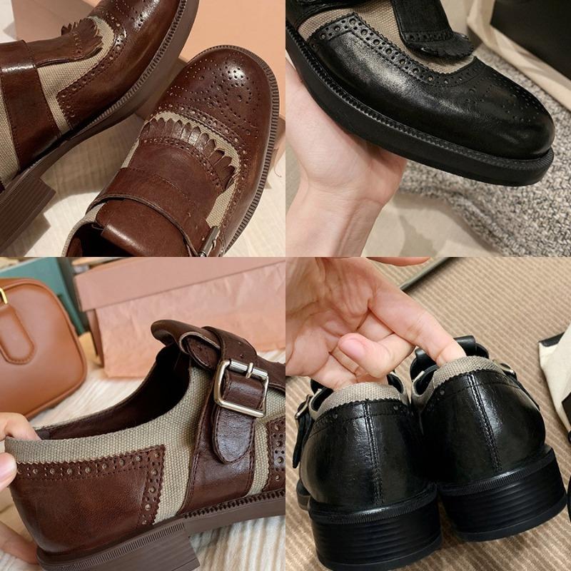 ~ Florence~ Heavy Industry Horse Skin Tassel Carved Baroque Leather Shoes Women