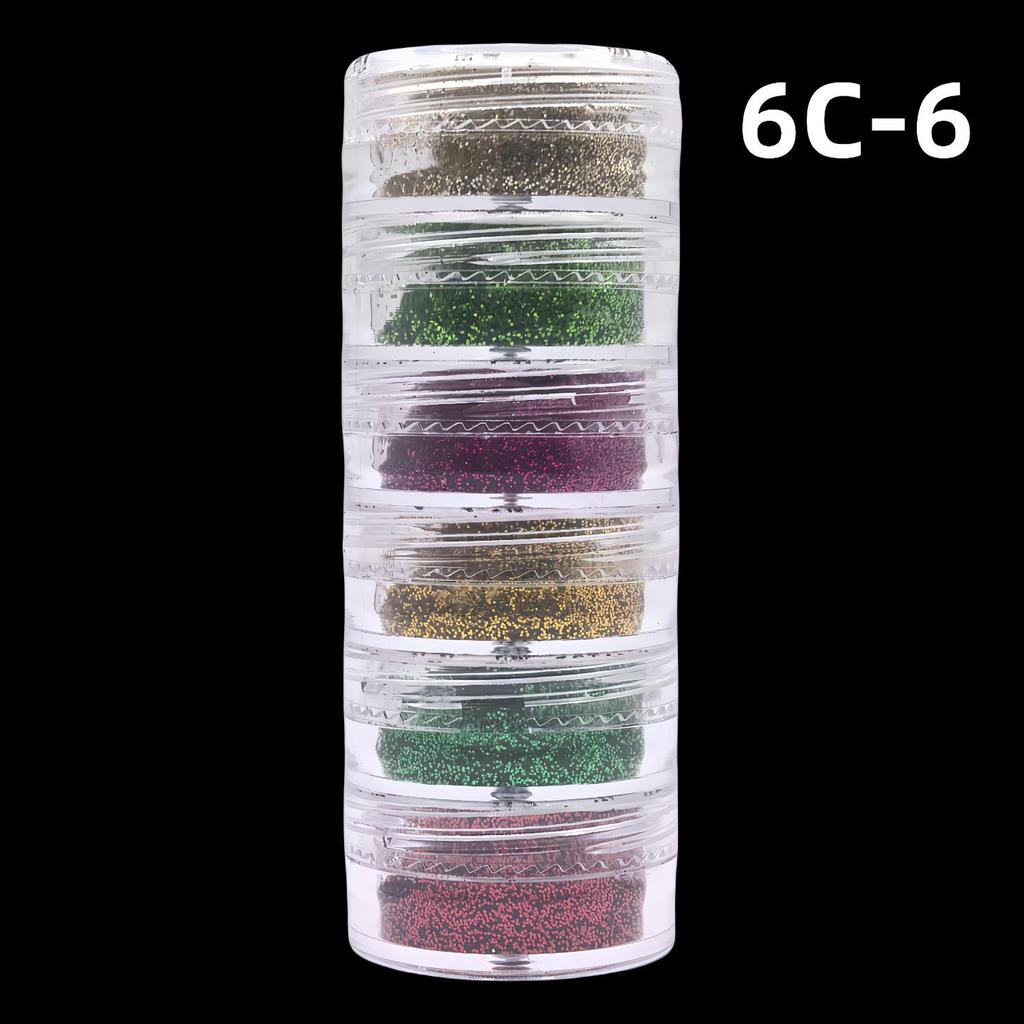 2025 Sada šesti třpytivých ozdob na nehty: Zlaté třpytky, flitry, kamínky a třpytivý gelový lak