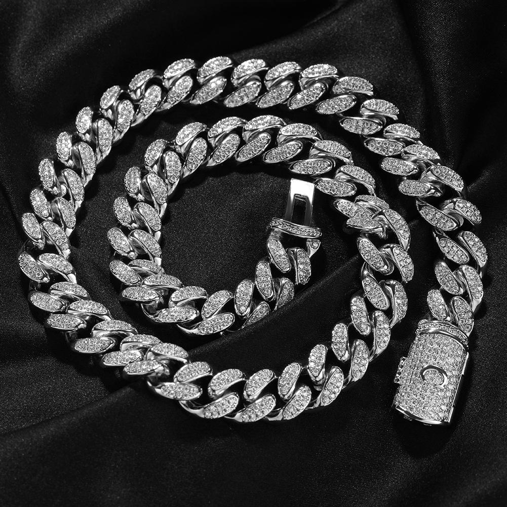 New Trendy 12mm Hip Hop Brass Cuban Link Chain Necklace for Men Engraved Iced Out Zircon for Weddings Parties and Gifts