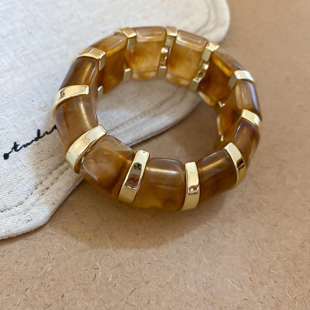 Europe American Style Acrylic Bangle Resin Exaggerated Bracelet Creative Elastic Bracelet  Women