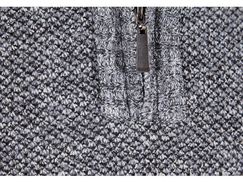 Men's Autumn & Winter Hong Kong Style Knitted Cardigan: Stand-Up Collar, Loose Fit, Fleece-Lined, Thick Woolen Sweater.