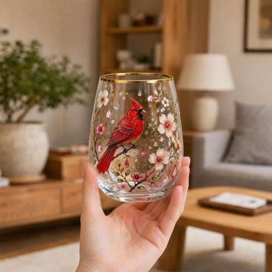 Bicchiere in Vetro DYS, Forma a Uovo Trasparente Cristallo Senza Piombo Smalto Dipinto Bordo Dorato Tumbler da Bevuta Vintage, Vetro di Grande Capacità per Bar di Casa Ufficio