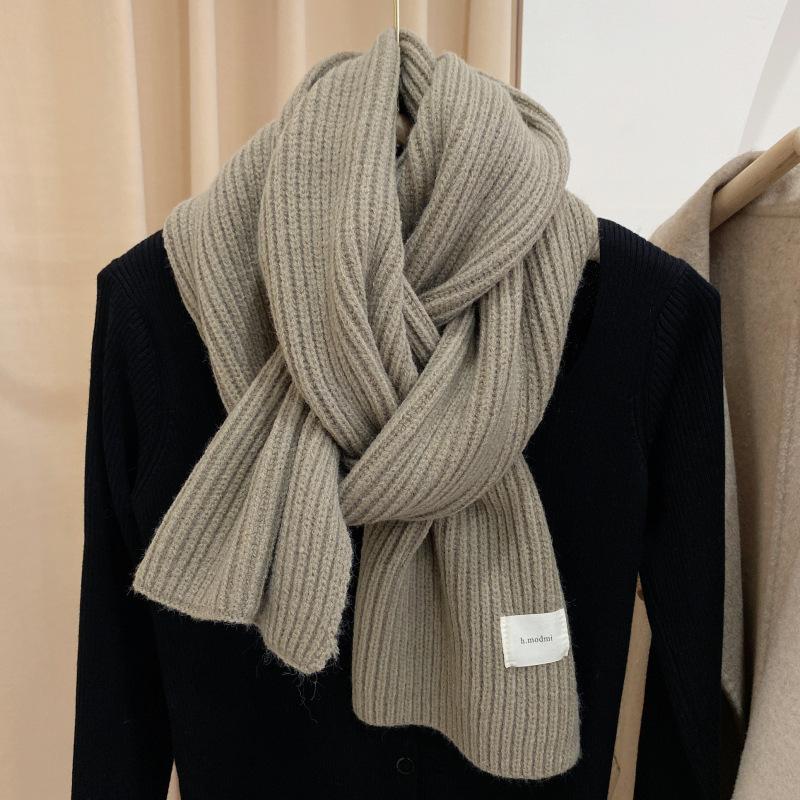 New Red Arctic Fleece Knitted Scarf Men's and Women's Winter Christmas Student Couple Thickened Wool Scarf Korean