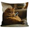 Cozy Orange Cat Print Decorative Pillowcase Cute Fat Tabby Cat Design Comfortable Polyester Fabric Pillow Cover For Sofa Decor
