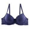 Large size full cup upper support gathered bra European and American style lace edge rear double breasted bra comfortable bow underwear