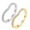 2mm V-Shaped Stainless Steel Diamond Paved Ring for Women - Fashionable, Versatile, and Stylish Jewelry for Students