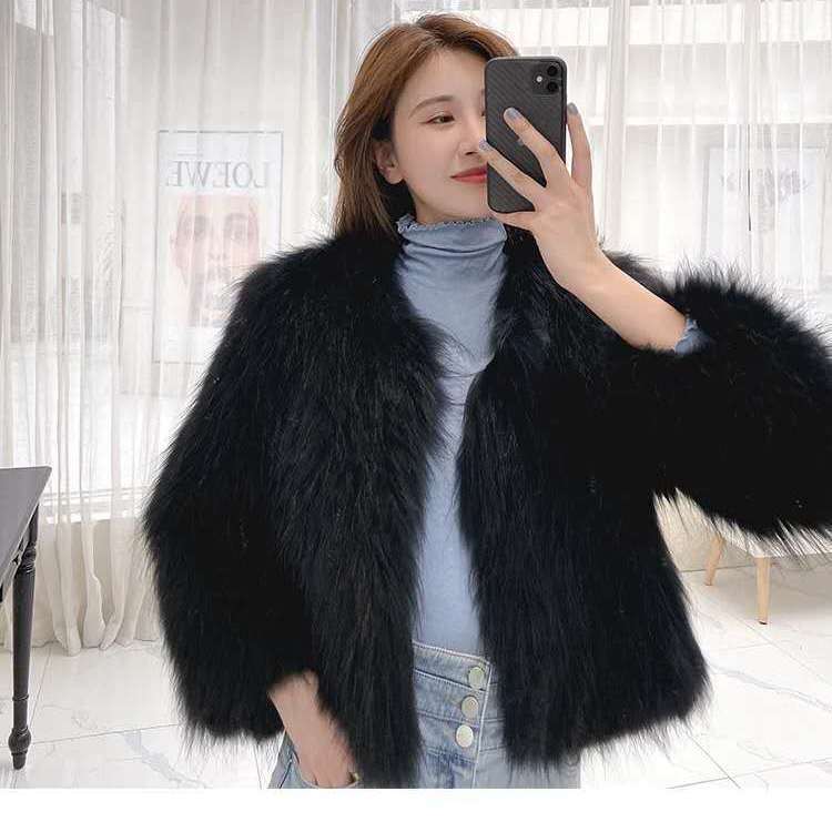 Cappotto in finta pelliccia di visone corto da donna 2 autunno e inverno nuovo pelo lungo peluche alla moda top da donna vestibilità attillata