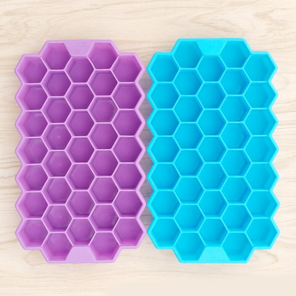 37-Grid Honeycomb Silicone Ice Cube Mold with Cover Ice Tray Home Kitchen DIY Tools