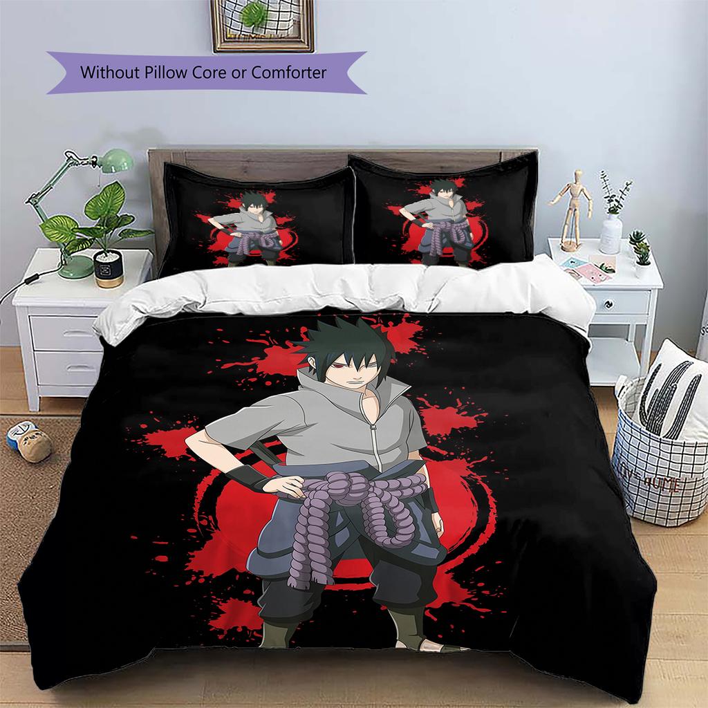 Sasuke Uchiha Pattern Bedding Home Decoration Birthday Gift (1 * duvet cover + 2 * pillowcase, without core)
