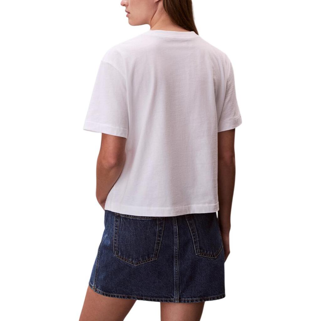 Calvin Klein Loose Fit Round Neck Drop Shoulder Letter Short Sleeve T-Shirt Women tops 47F801G-YAF