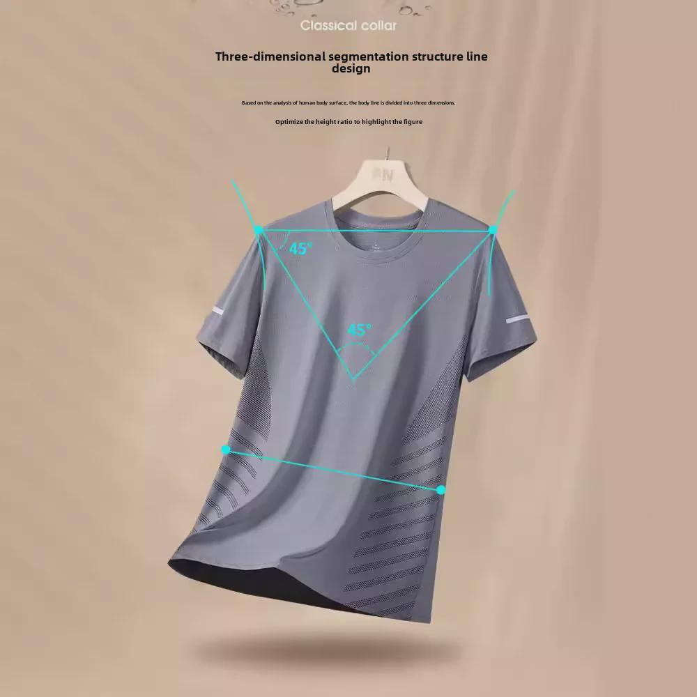 Men's Quick-Dry Ice Silk Mesh T-Shirt - Summer Fitness & Casual Wear