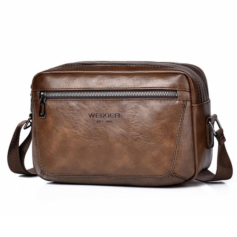 New Men s Diagonal Cross Bag Large Capacity Casual Shoulder High-end Small PU Mailman Style 25x10x16