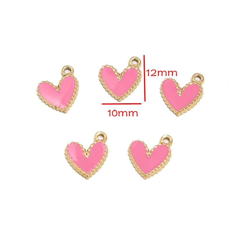 10pcs Gold Plated 10*12mm Stainless Steel Charm Enamel Heart Pendants Mixed Accessories For DIY Necklaces Making Findings