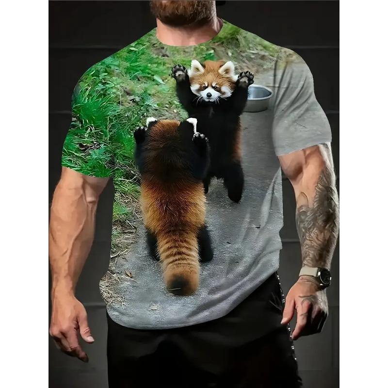 

Cute Red Panda Graphic T Shirt For Men Fun Animal 3D Printed Short Sleeve Tops Summer Casual Round Neck Loose Y2k Unisex Tees S