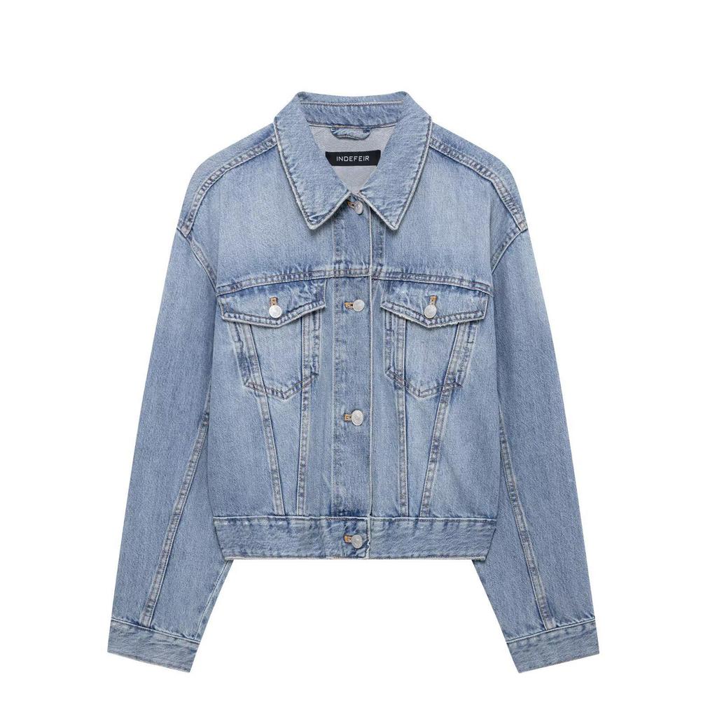 TAOP&ZA Spring/Summer Women's Commuter Denim Jacket with Turn-Down Collar and Long Pants