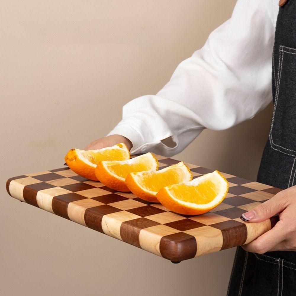 Solid Wood Checkerboard Cutting Board Splicing Color Fruits Tray Chopping Block  Baby Food
