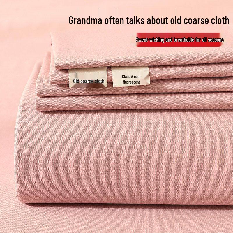 100% Cotton Coarse Cloth Bed Sheet & Summer Duvet Cover with Pillowcase - Xinjiang Pure Cotton, Thick and Single Piece, Three-Piece Set