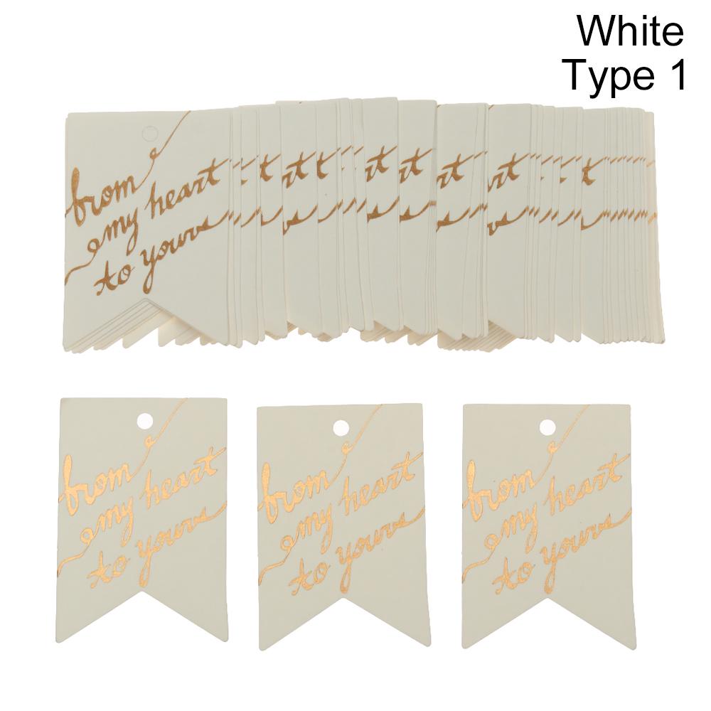 50PCS Gold Stamping Paper Gift Tags Thank You Hang Label Christmas Box Decor Black Red White Birthday Party Supplies DIY Access