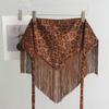 Millennium Hot Girl Style Leopard Print Tassel Fart Curtain Female American Retro Wide Belt with Skirt Jeans Waist Seal Scarf