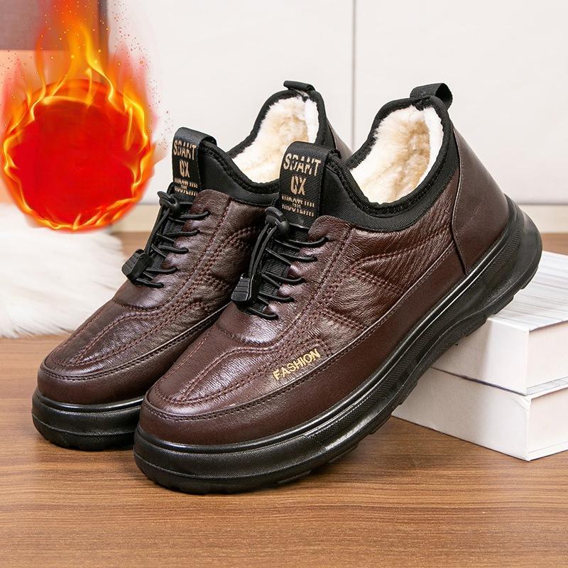 Флисовые и Утепленные Хлопковые Ботинки Модная Мужская Хлопковая Обувь Теплые Зимние Ботинки Обувь для Папы 44 кофейный 2229₽