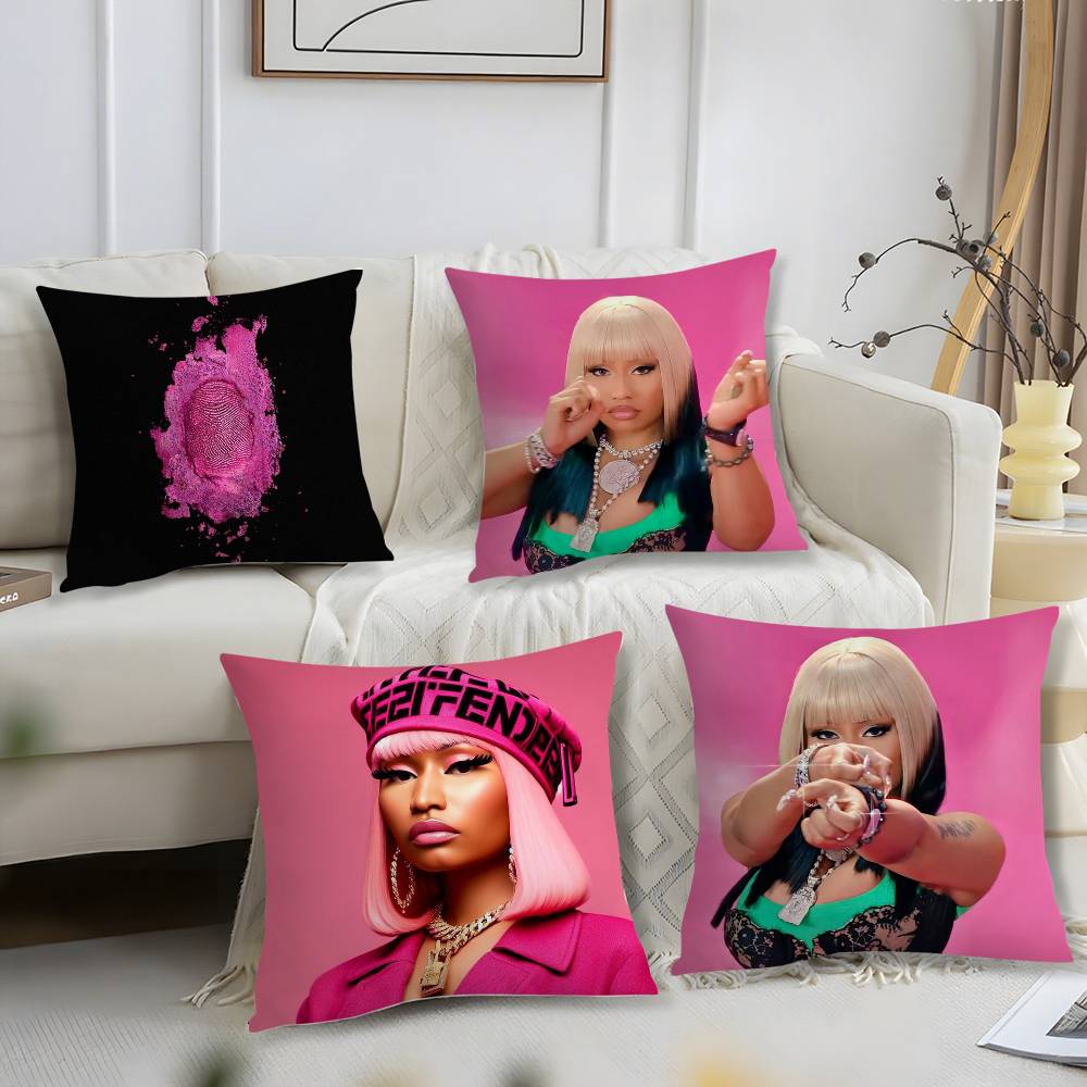 N-Nicki Minaj Rosa F-Freitag Kissenbezug Sofa Kurzer Plüsch Beidseitiger HD-Druck Zimmer Homeoffice Geschenk Kissenbezug