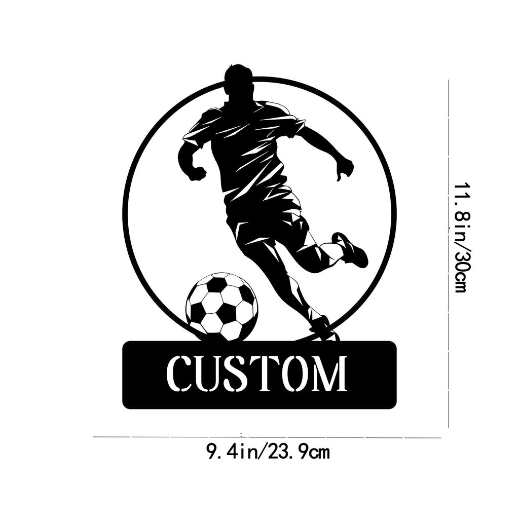 Personalized Footballer Iron Wall Sculpture - Custom Metal Art, Power-Free, for Home & Office Decor, Teens & Adults.