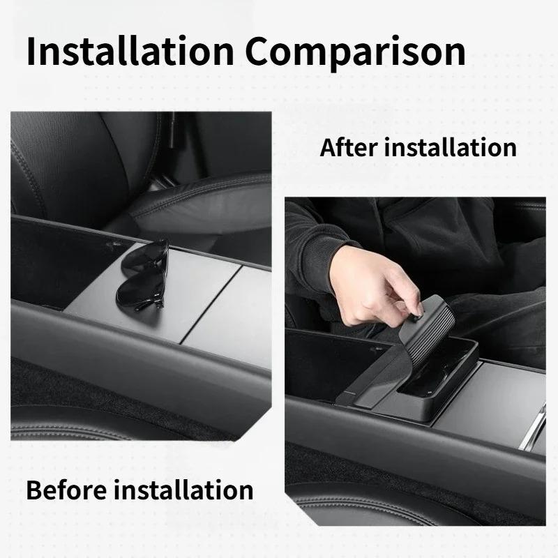 Central Armrest Storage Box for Tesla Model 3 Y Highland Juniper 2025 Car Glasses Phone Storage Case Multi Functional Accessorie