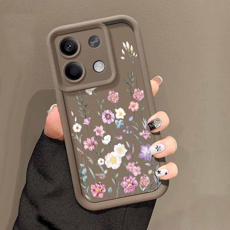 Barevný květinový vzor měkké matné pouzdro na telefon pro Xiaomi 14T 13T Poco F6 X6 Pro Redmi Note 14 Pro 13 12 11 10 TPU nárazuvzdorný kryt objektivu
