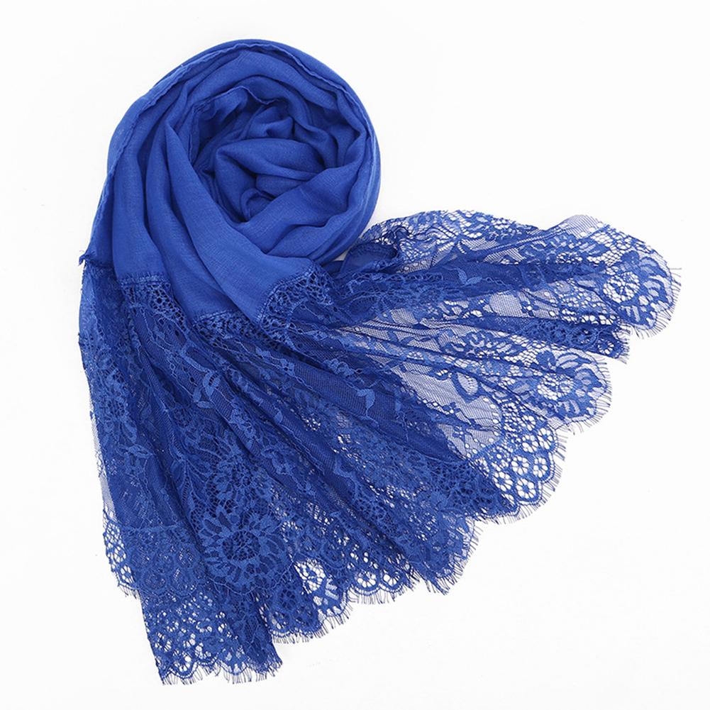 Women Simple Solid Color Lace Splice Long Scarf Shawl