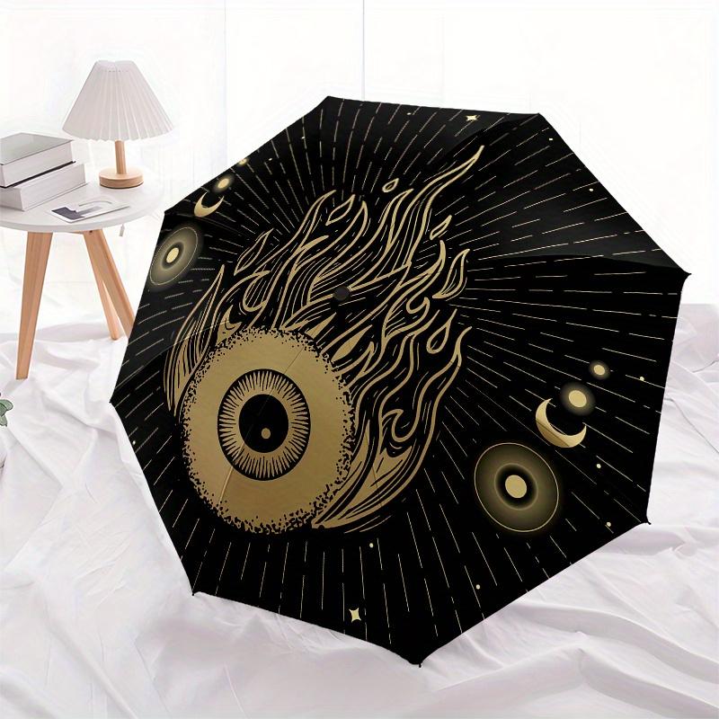 Flaming Eye Celestial Circle StickerUmbrella, Portable 3-Fold Umbrella for Men & Women,Christmas Gift ES114