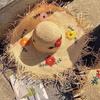French Raffia Flower Straw Hat Women's Summer Beach Seaside Woven Large Brim Sun Hat Photo Sun Protection Hat