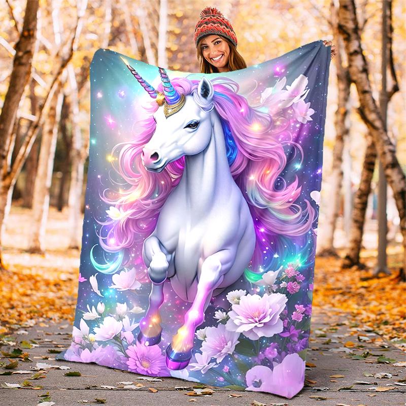 1PC Dreamy Rainbow Unicorn blanket, al season lightweigh Poster blanket home office outdoor nap multifunc Poster blanketional blanket