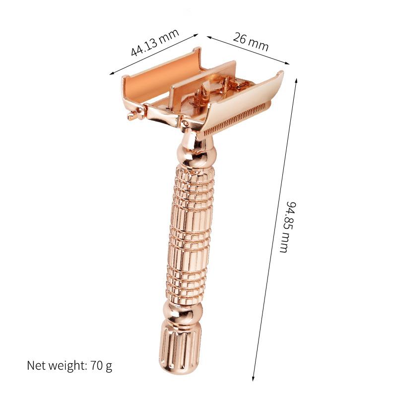 Classic Double-edged Safety Razor For Men And Women's Manual Hair Removal Knife Rose gold Metal Razors