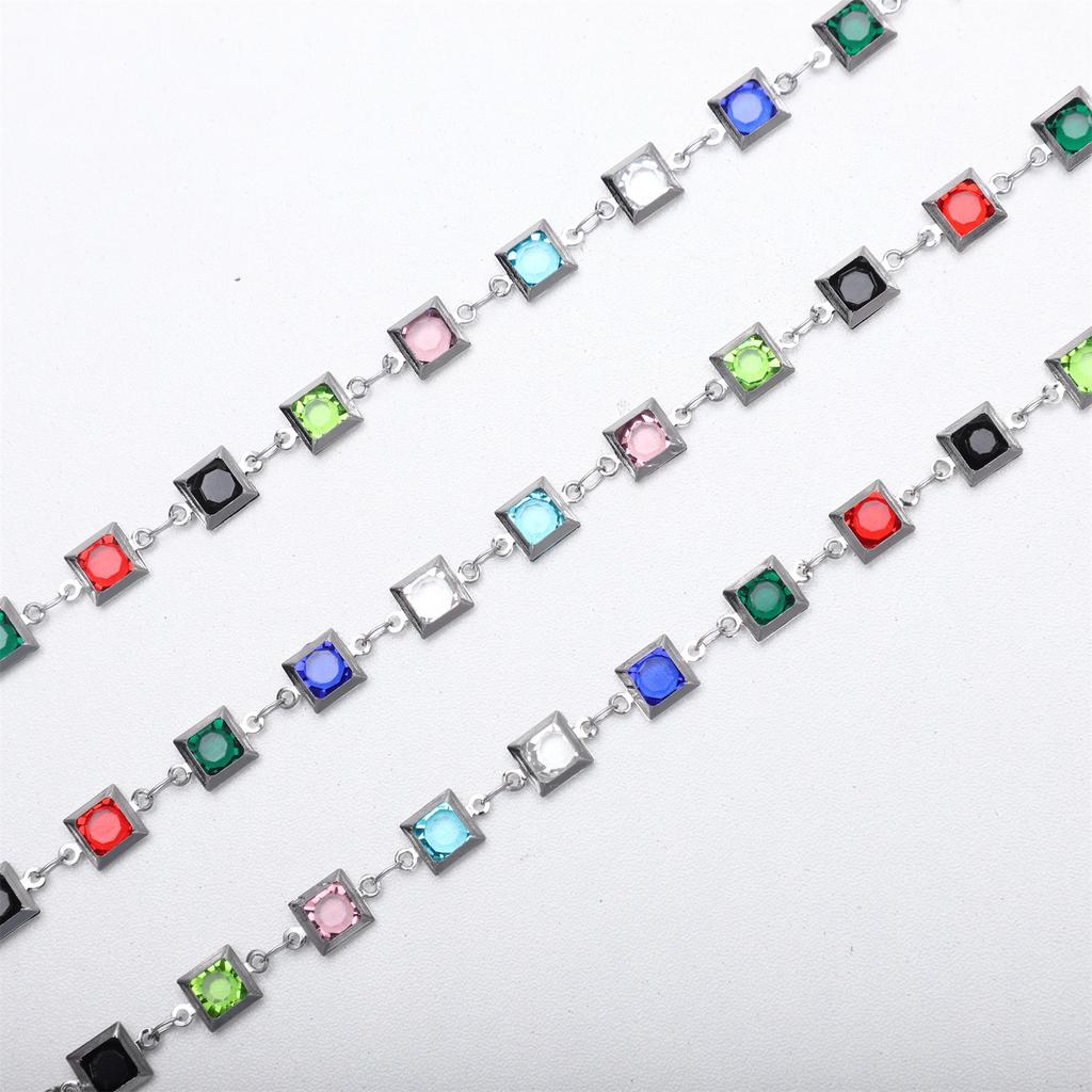 JMXD Personalized Titanium Steel Bracelet, Crystal Chain with Colorful Diamonds Inlay, Unique Design for Daily & Special Occasions