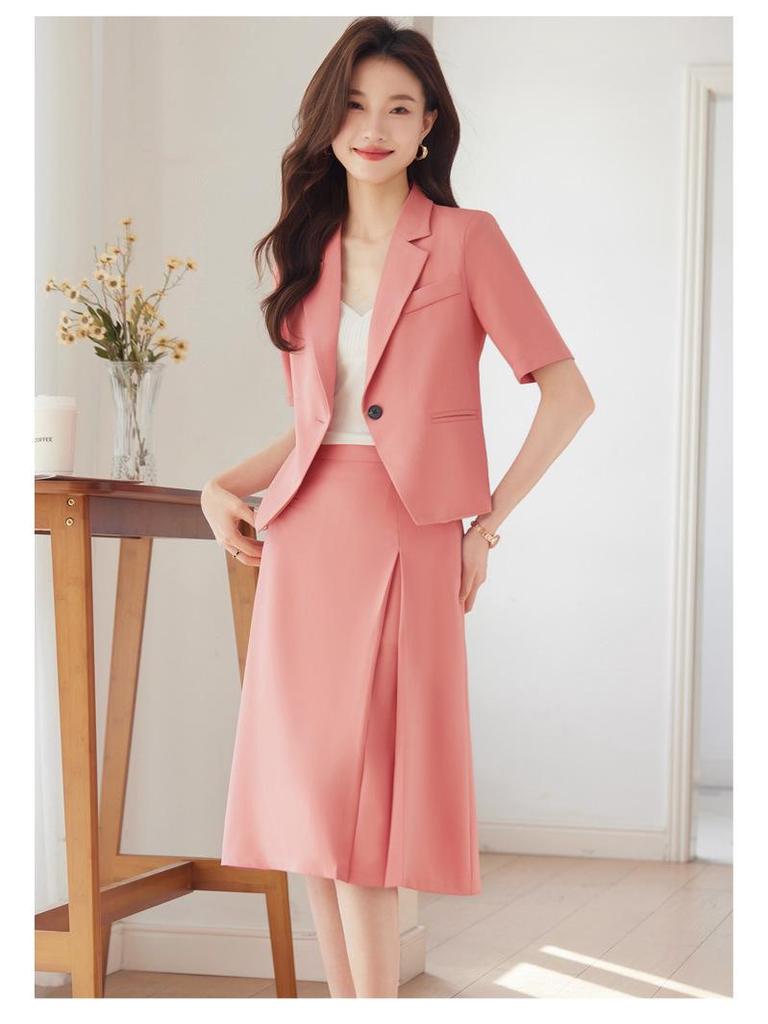 Women's Black Short-Sleeve Slim Fit Summer Blazer