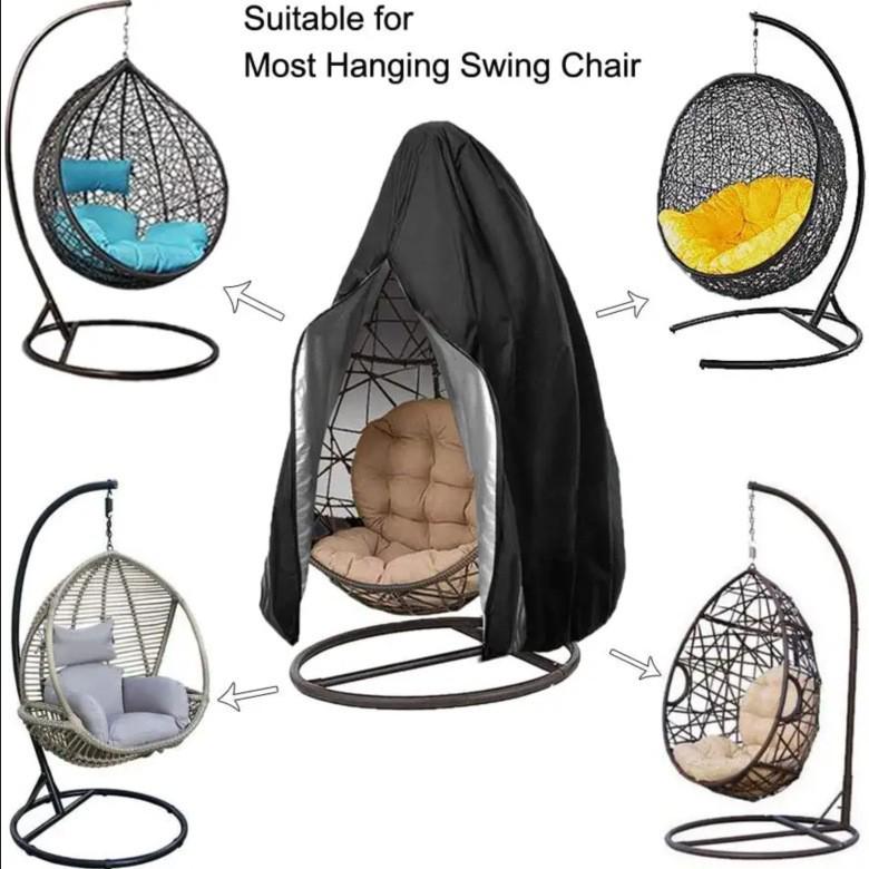 Silver Coated 210D Oxford Cloth Outdoor Eggshell Swing Chair Dust Cover with Middle Opening Zipper