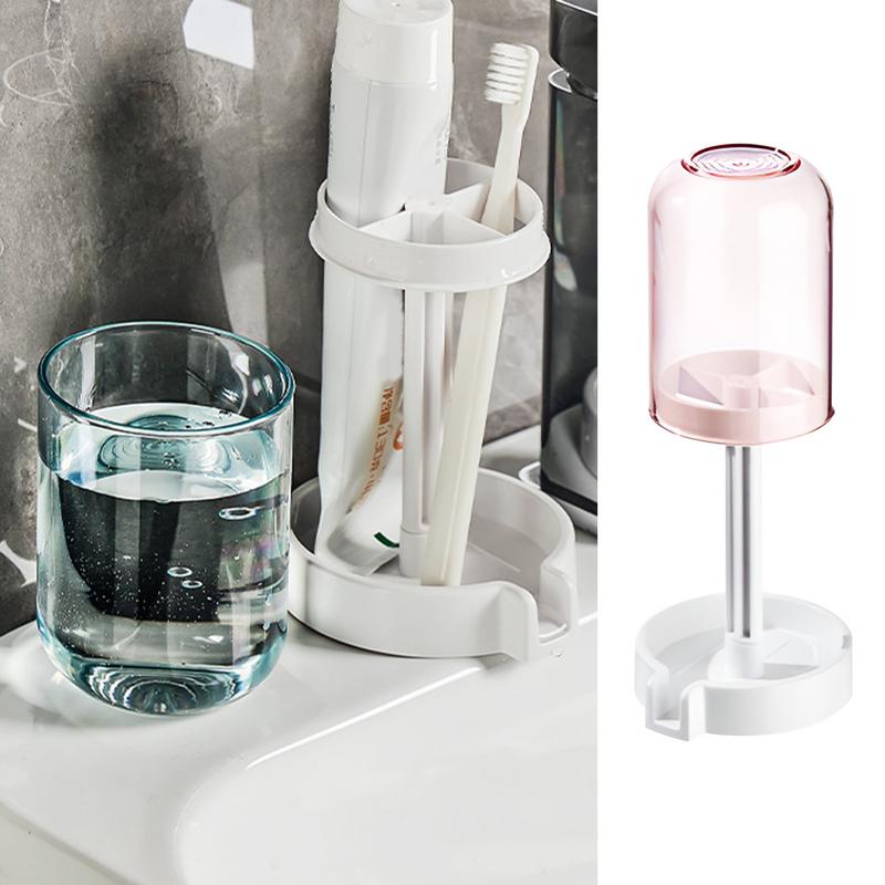 Toothbrush Holders With Cover 3 Slots Toothbrush Holder Stand Shower Toothbrush Holder Bathroom Gadgets Toothbrush Organizer For