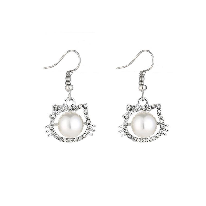 Ear Hook, Creative Pearl Rhinestone Stud Earrings, Geometric Round Star And Moon Earrings