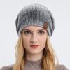 Damen Plüsch Strickmütze Winter Warm Dickes Fleecefutter Beanies Skullies Trendige Farbverlauf Batik Mütze Outdoor Sport Skimütze Outdoor Sportmütze