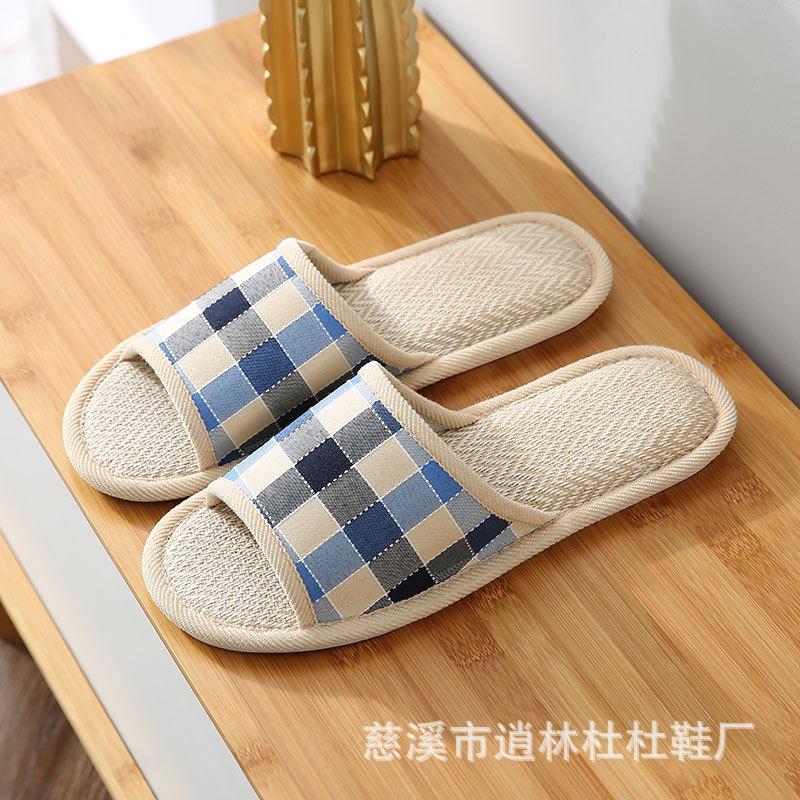 Linu čības sieviešu pavasara un rudens četru sezonu iekštelpu mājsaimniecības kokvilnas un lina mājas neslīdošas vasaras vīriešu pāris