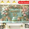 Sweet 16th Birthday Party 2D Flat Background Cloth, Suitable for Decoration Banners At 16th Birthday Celebrations