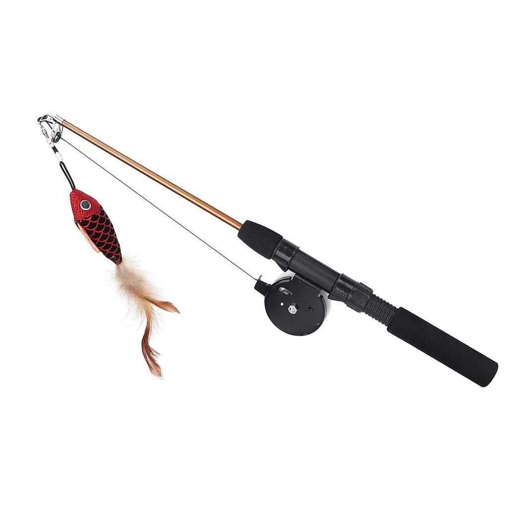Cat Fishing Pole Toy Bite Resistance Multifunctional Cat Feather Teaser Wand Toy for Cats