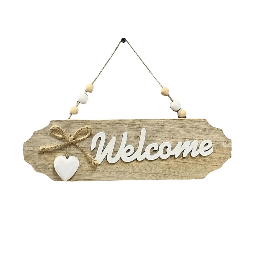 Retro Style Round Doorplate Cat Print Hanging Wooden Board New 2D Round Welcome Sign Home Decor