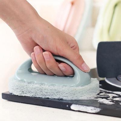 Cleaning Brush Scouring Pad with Handle Design Non-scratch Dry Wet Use Easy Grip Tile Scrubber Brush Cleaning Tool