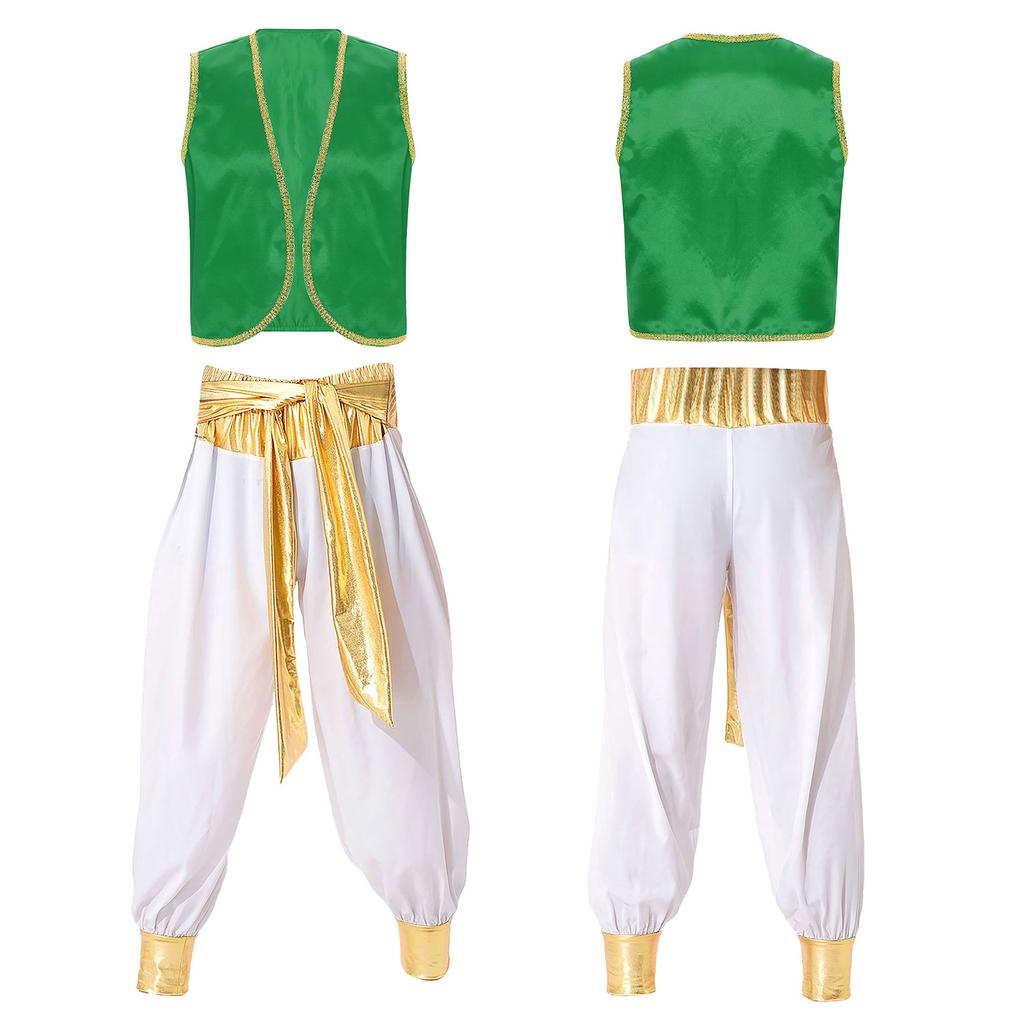Anime Charakter Cosplay Herren Halloween Kostüm Mythischer Prinz Aladin Karneval Karneval Cosplay Party Outfit Paillettenbesatz Weste Mit Be