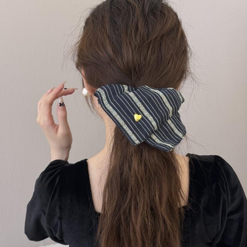 Retro pruhovaná čtvercová gumička do vlasů ve stylu lesa, čtvercový šátek, gumička do vlasů, gumička do vlasů, kožená gumička, luxusní pocit