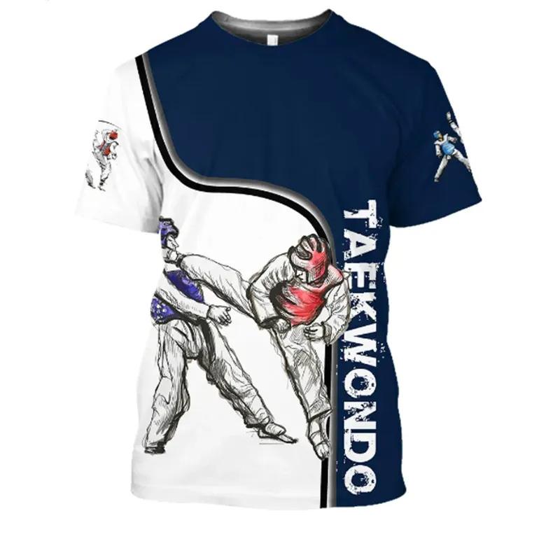 Herren Taekwondo T-Shirt Laufen Fitness Sportbekleidung Kurzarm Casual Boxing Trainingsanzüge Sommer Übergroße Schnelltrocknende Männliche Tops