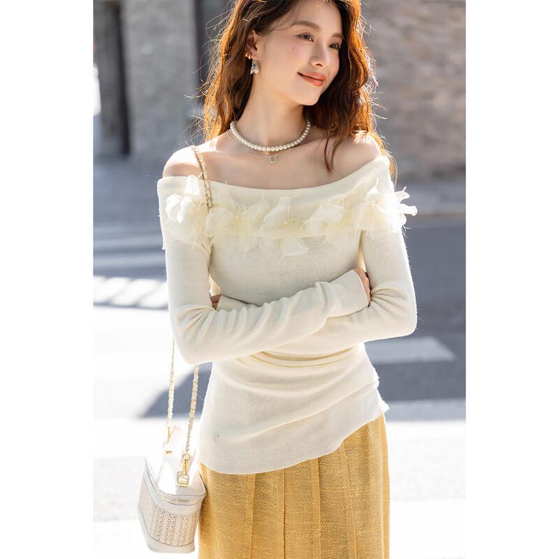 Mokana Damen Elegantes Langarm-Strickoberteil MKNJD3763